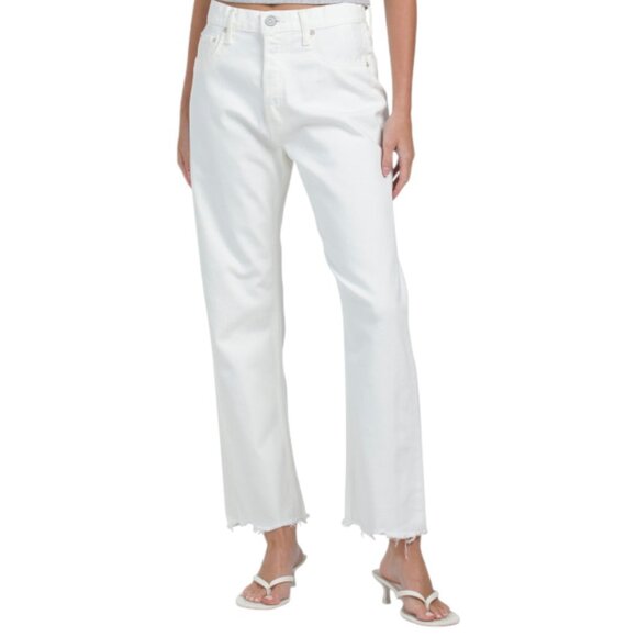 MOUSSY VINTAGE Denim - MOUSSY VINTAGE White Made In Japan Aurora Wide Straight Cropped Jeans